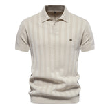 HULIANFU 2025 popular spring and summer new New Popularan size men's woolen polo sweater knitted sweater short-sleeved lapel men's T-shirt top
