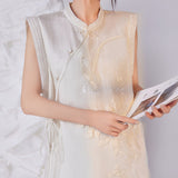 Summer new national style flower and bird embroidery mulberry silk vest women's clothing new Chinese vest high sense outside M4007