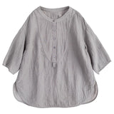 summer new soft gray loose five-quarter sleeve summer light loose shirt top women