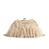 HULIANFU 2025 popular new retro ins fringed pearl chain hairy bag  fairy wind crossbody hand out of the street bag tide