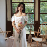 2025 Small white evening dress, femininity, socialite, high-end light luxury, niche engagement certificate, party dress can be worn at ordinary times