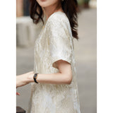 2025 Light luxury three-dimensional relief & gold thread jacquard, silk dress  summer new women's clothing mulberry silk skirt