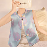 New Chinese retro heavy design rabbit buckle vest  spring national style mulberry silk vest women N3006