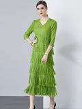 Miyake Temperament Celebrity Muse Fan Premium Sense Pleated Dress Long Large Size popular Spring/Summer Bottom Dress Autumn Dress