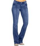 2025 2025 women's clothing denim low-rise bone-breaking horn trousers