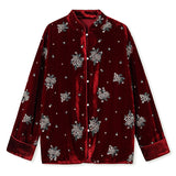 New Chinese high-end buckle design shirt women's  spring national style mulberry silk bead embroidered top MZ077