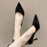 2025 775-20 Solid color professional work high heels women's pointed head stiletto 2025 spring new high heels fairy style