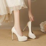 2025 136-3 Cross-border sexy waterproof table high heels for women who are not tired of feet temperament pointed thin heels super high heels 12CM