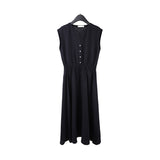 2025 THE MIND Tencel linen V-neck dress 2025 summer new waist and thin A-shaped long dress T5025X