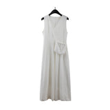 2025 THE MIND linen design V-neck vest skirt 2025 summer Korean version simple waist sleeveless dress 005AX
