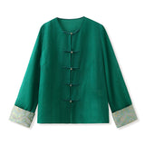 new new Chinese high-end embroidered mulberry silk shirt buckle retro thin fashion top women's M6029