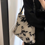 HULIANFU 2025 New niche jacquard canvas bag women's new Chinese style literary smudge coconut shoulder bag ethnic style tote bag