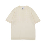 6450 n summer street tide old money style retro solid color design loose men's crew neck knitted sweater short sleeve T-shirt