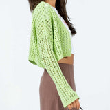 HULIANFU 2025 style women's clothing New autumn and winter new casual knitted hollow knitted cardigan short fashion women's sweater wholesale