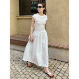 2025 THE MIND Tencel splicing dress 2025 high waist and thin pendulum A-shaped skirt T5012X (with bag)