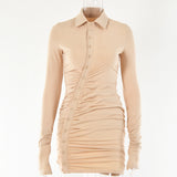 2025 Popular,  ins autumn and winter new dress fashionable sexy Spice girl single-breasted design long-sleeved pleated skirt