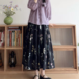 summer new fixed-dyed worsted high-count thin cotton A-character thin cake skirt black homemade summer