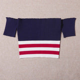 HULIANFU Summer 2025 Popular trade women's new off-the-shoulder short-sleeved striped lace versatile backless tube top t-shirt