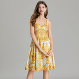 Real shot, positioning flower retro printing three-dimensional tube top suspender dress, back rubber band high waist skirt sexy
