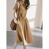 2025 Heavy crepe mulberry silk dress, mulberry silk shirt skirt, high-end tooling style  summer women's clothing, long skirt
