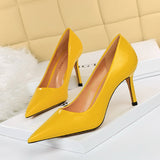 2025 272-2  style simple high heels glossy patent leather shallow mouth pointed head sexy and thin professional OL high heels single shoes