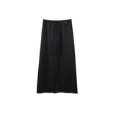 2025 [Guangzhou six meters] Tencel linen split elastic waist skirt 2025 summer Korean version simple A-shaped skirt T5015