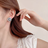 2025 Light luxury high-end  exaggerated stud earrings niche micro-inlaid zircon exquisite temperament personalized high-end pearl earrings