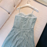 2025 niche design three-dimensional flower lace suspender dress temperament high-end celebrity vacation dress summer
