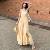 2025 Super fairy seaside vacation dress halter dress premium atmosphere photo Muse wear sexy fairy dress