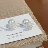 925 silver needle earrings silver dandelion fireworks pearl stud earrings new popular high-end temperament earrings women