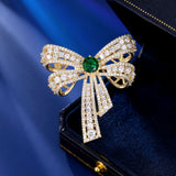 2025 Heavy industry luxury high-end winter coat jacket accessories multi-purpose fixed clothes copper inlaid zircon bow brooch