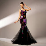 2025 high-end temperament suspender sexy long sequin banquet fishtail evening dress bridesmaid dress women