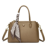 2025 Tote bag popular new silk scarf casual handbag fashionable versatile shoulder bag large capacity soft leather messenger bag