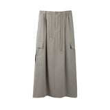 2025 THE MIND drawstring elastic waist tooling wind skirt 2025 spring and summer Korean version casual versatile A-shaped skirt T260
