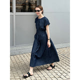 2025 THE MIND pleated denim dress 2025 thirteen rows summer new Korean version waist and thin dress T5017X