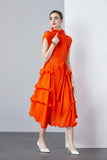 High-end dress dress sweet fungus edge slim long heavy industry pleated chiffon dress women  spring and summer