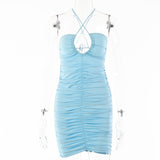 2025 ins hot-selling early autumn new dresses for women, fashionable and sexy babes, straps, backless folds, suspenders, short skirts