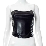 style popular summer fashion new tube top, waist and thin sexy women's PU small vest women's tube top