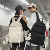 2025 Backpack Female Premium Sense Backpack Large Capacity Casual Japanese Backpack Solid Color School Season Junior and High School Student School Bag