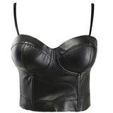 Popular trade hot sale leather women's clothing summer solid color elastic small vest underwear sexy exposed corset small suspenders
