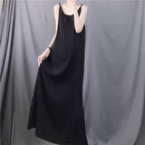 Summer new thin copper ammonia silk cool long black suspender skirt loose vest skirt long skirt women