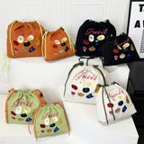 HULIANFU 2025 Spring New Picnic Friends Club Bucket Bag Women's Japanese Outdoor Leisure Embroidery Fruit Shoulder Crossbody Bag