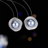 2025 Light luxury high-end  exaggerated stud earrings niche micro-inlaid zircon exquisite temperament personalized high-end pearl earrings