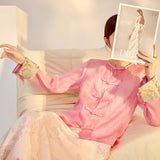new new Chinese high-end embroidered mulberry silk shirt buckle retro thin fashion top women's M6029