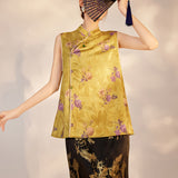 summer new national style light luxury printed vest temperament loose and thin high-end fashion top M6057