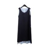 2025 THE MIND linen Tencel fake two-piece vest skirt 2025 summer new Korean version loose dress T5066X