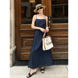 2025 THE MIND100 Tencel suspender skirt 2025 summer new vacation waist slimming dress T5065X