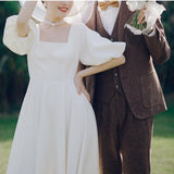 2025 Light wedding dress Mori super fairy travel photography  new bride thin welcome trailing outdoor lawn exterior going out yarn