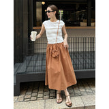 2025 THE MIND Tencel splicing dress 2025 high waist and thin pendulum A-shaped skirt T5012X (with bag)