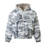 161 n retro popular autumn and winter trend snow camouflage design warm thickened men's and women's hooded cotton jacket